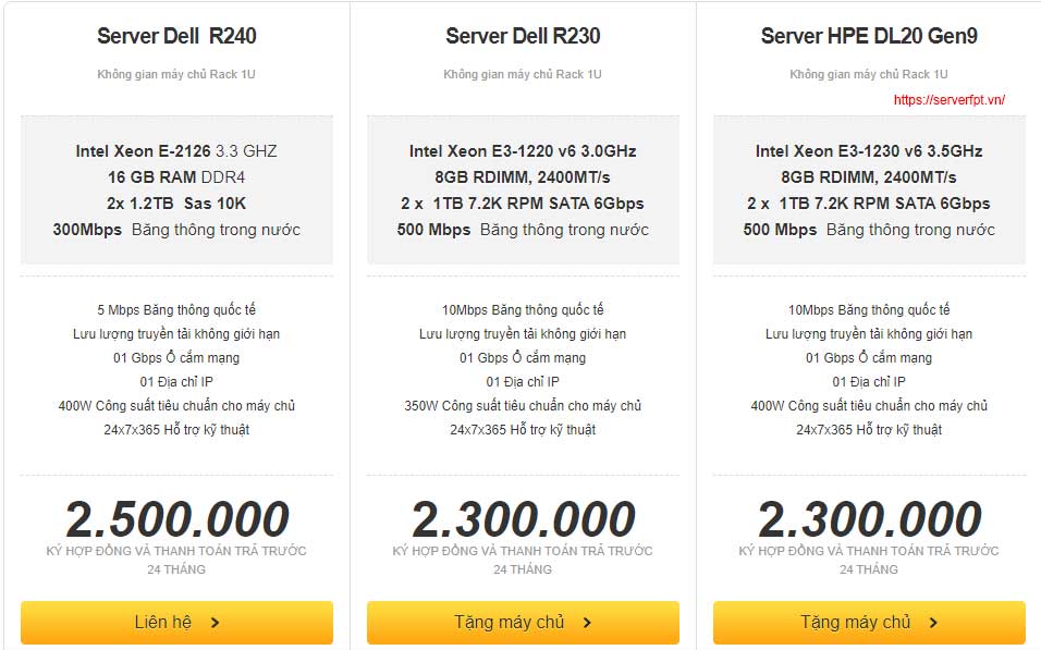 Cho thuê Server cấu hình theo yêu cầu giá rẻ 999k